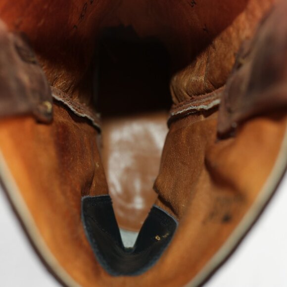 Sendra Mens Cowboy Boots Size 7 Brown Leather Embroidered Woven Snip Toe Western - Picture 13 of 16